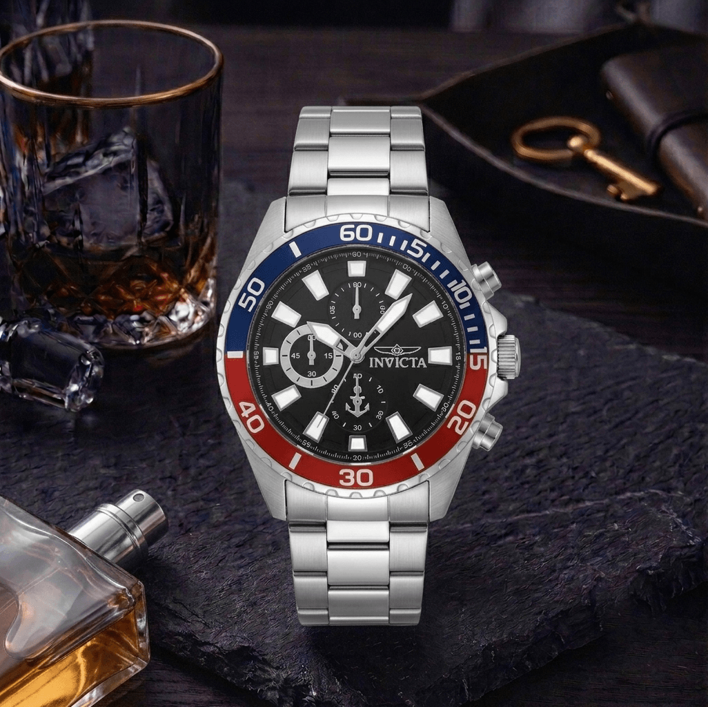 Invicta Ocean Voyage Men's Watch – Steel, Black Dial, Model 48832
